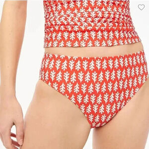 J Crew Factory Printed mid rise bikini bottom in Bohemian Red White Medium NWT